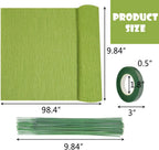 Crepe Paper Flower DIY Kits - 7 Rolls Rainbow Bright Colors Crepe Paper 2 Rolls Green Floral Tape and 50 Green Floral Iron Wire for Wedding Festival Party Wreath Making Supplies DIY Flower Crafts