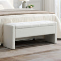 47.25'' Ottoman with Storage, End of Bed Storage Bench, Entryway Bench - Linen Upholstered Multi-Functional Footrest for Bedroom, Living Room, Dorm & Window Bench (A-White)