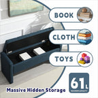 47.25'' Ottoman with Storage, End of Bed Storage Bench, Entryway Bench - Linen Upholstered Multi-Functional Footrest for Bedroom, Living Room, Dorm & Window Bench (A-Blue)