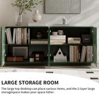 LKTART 59" Sideboard Buffet Cabinet with Storage, 4 Doors Modern Accent Storage Sideboard, Floor Cabinet Buffet with Spiral Grain for Kitchen, Living Room (Green)