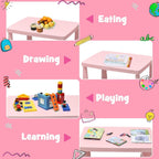 LDAILY Kids Table and Chairs, 3-Piece Children Activity Table for Drawing, Reading, Art Craft and Snack Time, Lightweight Plastic Toddler Table and Chair Set for Playroom, Daycare, Kindergarten (Pink)