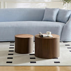 Nesting Coffee Tables Set of 2, Walnut MDF, Handcrafted Round Design | 2-Piece Nested Table Set with Space-Saving Round Design for Living Room or Lounge Area