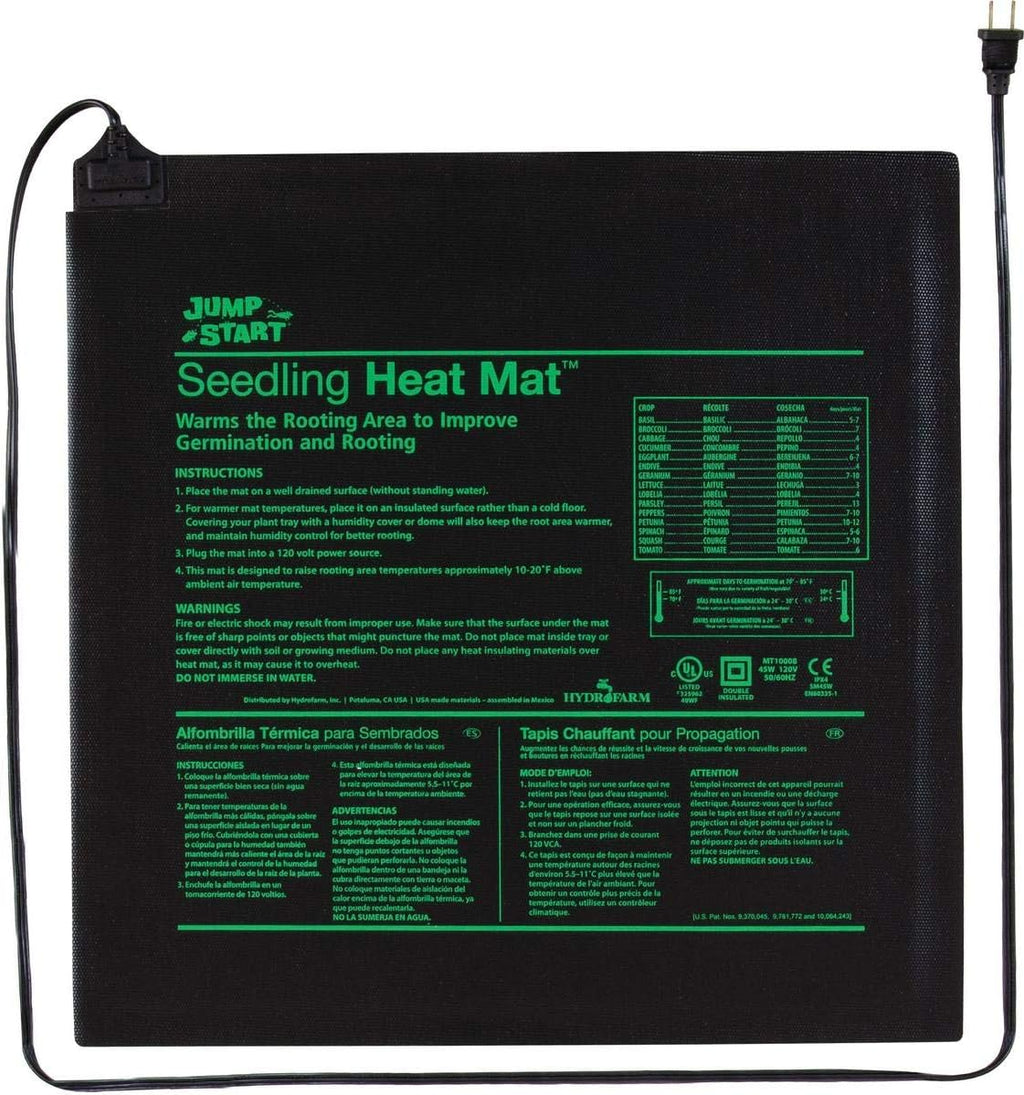 Hydrofarm Jump Start MT10008,45 Watt UL Certified Seedling Seedling & Germination Heat Mat, 20"x20", Black