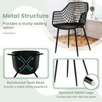 GOFLAME Dining Chairs Set of 4, Plastic Kitchen Chairs with Metal Legs, Hollowed Backrest and Curved Seat, Modern Accent Chairs, Armless Side Chairs for Living Room, Dining Room, Bedroom, Black