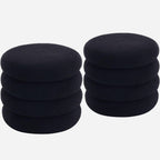 19.5 Inch Round Storage Ottoman, Modern Sherpa Ottoman Coffee Table with Removable Top, Black Vanity Stool with Storage for Bedroom, Living Room, Dorm, Set of 2
