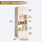 LINLIUA 71'' Tall Kitchen Pantry Cabinet, Wood Pantry Storage Cabinet with Doors, 3 Pull-Out Shelves and Drawer, Modern Slim Kitchen Hutch for Dining Room Small Space