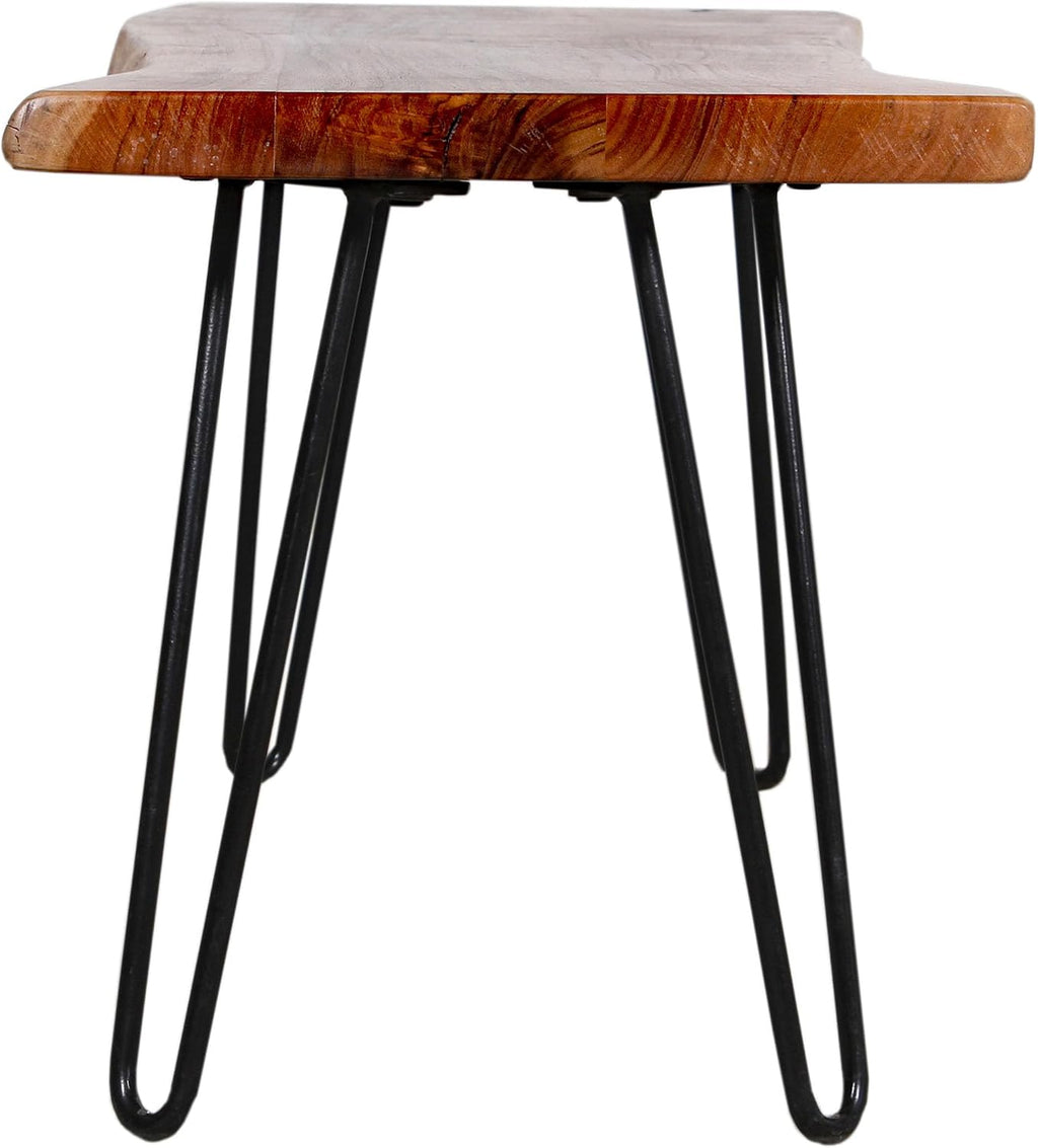 Alaterre Furniture Live Edge Wood Bench with Hairpin Metal Legs - Industrial Modern Entryway Bench with Minimalist Design - Furniture for Entryway, Dining Room, Kitchen, or Bedroom (36 Inch)