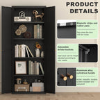 71" Tall Kitchen Pantry Storage Cabinet, Kitchen Storage Cabinet with Doors and 4 Adjustable Shelves, Metal Freestanding Cupboard for Garage Dining Room Living Room Bathroom, Black