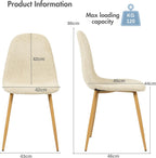 FurnitureR Modern Mid Century Leathaire Upholstered Kitchen Dining Chair, Armless Leisure Accent Chair with Black Metal Legs Space Saving for Dining Kitchen Living Room (Beige Chenille, Set of 4)