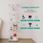 FANYUSHOW Display Cabinet with Glass Door and LED Light, 4-Tier Tempered Glass Display Shelf, Glass Curio Cabinet Collection Display Case, Display Case Cabinet, White 64.7" H x 16.7" L x 14.37" W