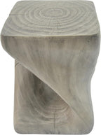 MGO Twist Shape Side Table for Indoor Outdoor, 16 Inch Modern Spiral End Table with Wood-Like Texture, Accent Table for Living Room Patio, No Assembly Required (Grey)
