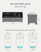 LITZFUR 43 Inches Storage Ottoman Bench, Velvet Foot Rest Stool, Grey | Folding Ottoman with Legs, End of Bed Bench, Storage Chest for Living Room, Bedroom