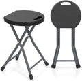 GYMAX Folding Stool, 18in Portable Collapsible Bar Stool with Handle & Steel Frame, 330lbs Sturdy Foldable Lightweight Metal Chair for Outdoor/Indoor Kitchen Home Bar, Assembly Free (Set of 1, 18inch)