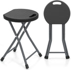 GYMAX Folding Stool, 18in Portable Collapsible Bar Stool with Handle & Steel Frame, 330lbs Sturdy Foldable Lightweight Metal Chair for Outdoor/Indoor Kitchen Home Bar, Assembly Free (Set of 1, 18inch)