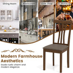Giantex Wooden Dining Chairs Set of 4, Linen Fabric Upholstered Kitchen Armless Chair w/Rubber Wood Frame, Padded Seat, High Curved Back, Farmhouse Accent Side Chairs for Living Room (Brown+Gray)