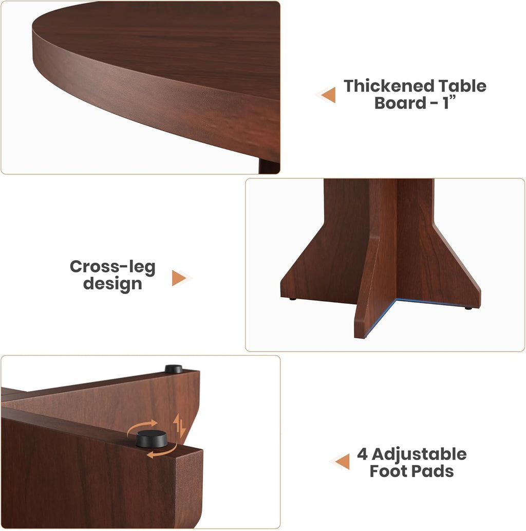 IDEALHOUSE Round Dining Table, 47" Kitchen Table for 4-6 People, Circle Tables with Sturdy Pedestal Base, Space Saving Dinning Room Furniture for Living Room, Kitchen, Apartment, Walnut