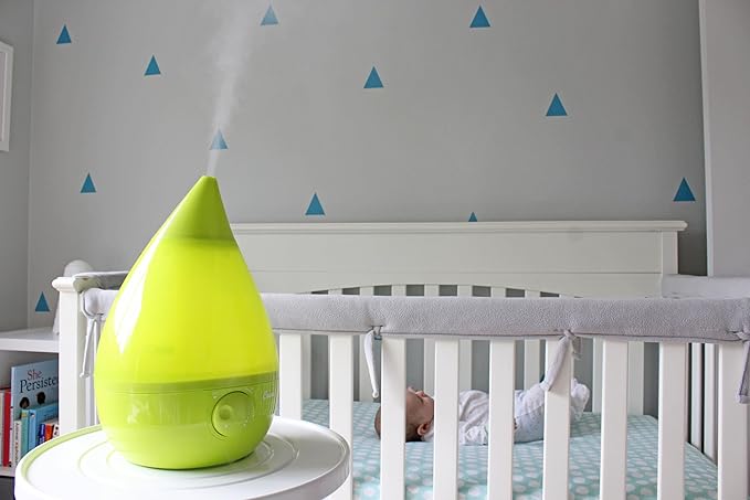 Crane Drop Ultrasonic Cool Mist Humidifier, 1 Gallon Teardrop with Auto Shutoff for Baby Nursery, Bedroom, Office, Plants, Green