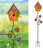 51” Bird Houses Stake for Outside, Metal Wild Bird Feeder Birdhouse Stake Pole with Hummingbird Design Outdoor Decorations for Patio, Backyard, Garden
