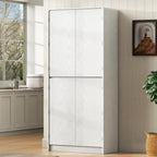 72" Kitchen Pantry Storage Cabinet with Doors and Shelves, Wood Farmhouse Pantry Storage with Barn Doors for Kitchen, Dining Room, Living Room