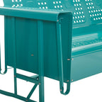 Crosley Furniture Bates Retro Metal Outdoor Sofa Glider, 3-Person Rocking Patio Bench for Porch, Deck, Turquoise Gloss