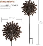 Alpine Corporation 81" Tall Outdoor Kinetic Flower Wind Spinner Stake Yard Decoration, Bronze