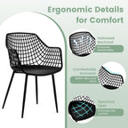 GOFLAME Dining Chairs Set of 4, Plastic Kitchen Chairs with Metal Legs, Hollowed Backrest and Curved Seat, Modern Accent Chairs, Armless Side Chairs for Living Room, Dining Room, Bedroom, Black