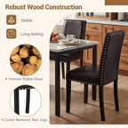 GOFLAME Upholstered Dining Chairs Set of 2, Faux Leather Parsons Chairs with Rubber Wood Legs, Padded Seat and Nailhead Trim, Modern Kitchen Chairs for Living Room, Dining Room, Restaurant, Brown