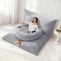 Homguava Giant Bean Bag Chair for Adults with Pillow, 4 in 1 Convertible Floor Cushion for Adluts, Memory Foamed Bean Bag Lounger with Washable Cover for Living Room, Bedroom
