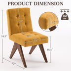Rowill Modern Upholstered Dining Chairs Parsons Chair Linen Fabric Kitchen Chairs Tufted Armless Dining Room Chairs with Wood Legs Set of 4, Yellow