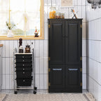 LOKO Kitchen Pantry Storage Cabinet, Modern Kitchen Cupboard with Adjustable Shelves and Anti-toppling Device, Multifunctional Floor Cabinet, 24 x 13 x 48.5 inches (Black)