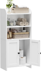 Homhedy Small Bathroom Storage Cabinet, Toilet Paper Storage Cabinet | Bathroom Floor Cabinet with Doors and Shelves, Bathroom Organizers for Small Spaces, 7.9" D x 14.6" W x 31" H, White
