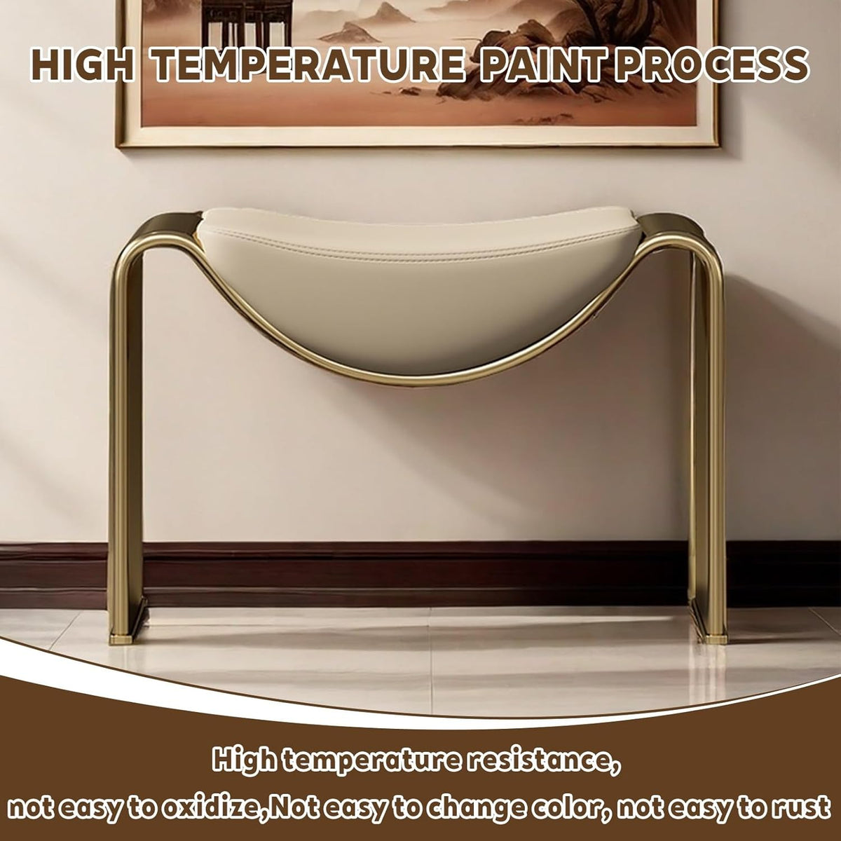 Bench for entryway with PU Leather Padded seat,Indoor midcentury end of Bed Bench,Dining Room Furniture with Metal Legs,Suitable for Entrance,Bedroom,Corridor