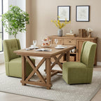 Rolling Dining Chair with Casters, Modern Upholstered Armless High Back Swivel Chair on Wheels for Dining Room, Kitchen, Living Room (Green)