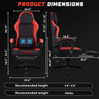 VITESSE 400 lbs Red Ergonomic Video Gaming Chair for Adults | PC Computer Chair, Racing Office Chair, Silla Gamer Height Adjustable Swivel Chair with Lumbar Vibration Support and Headrest