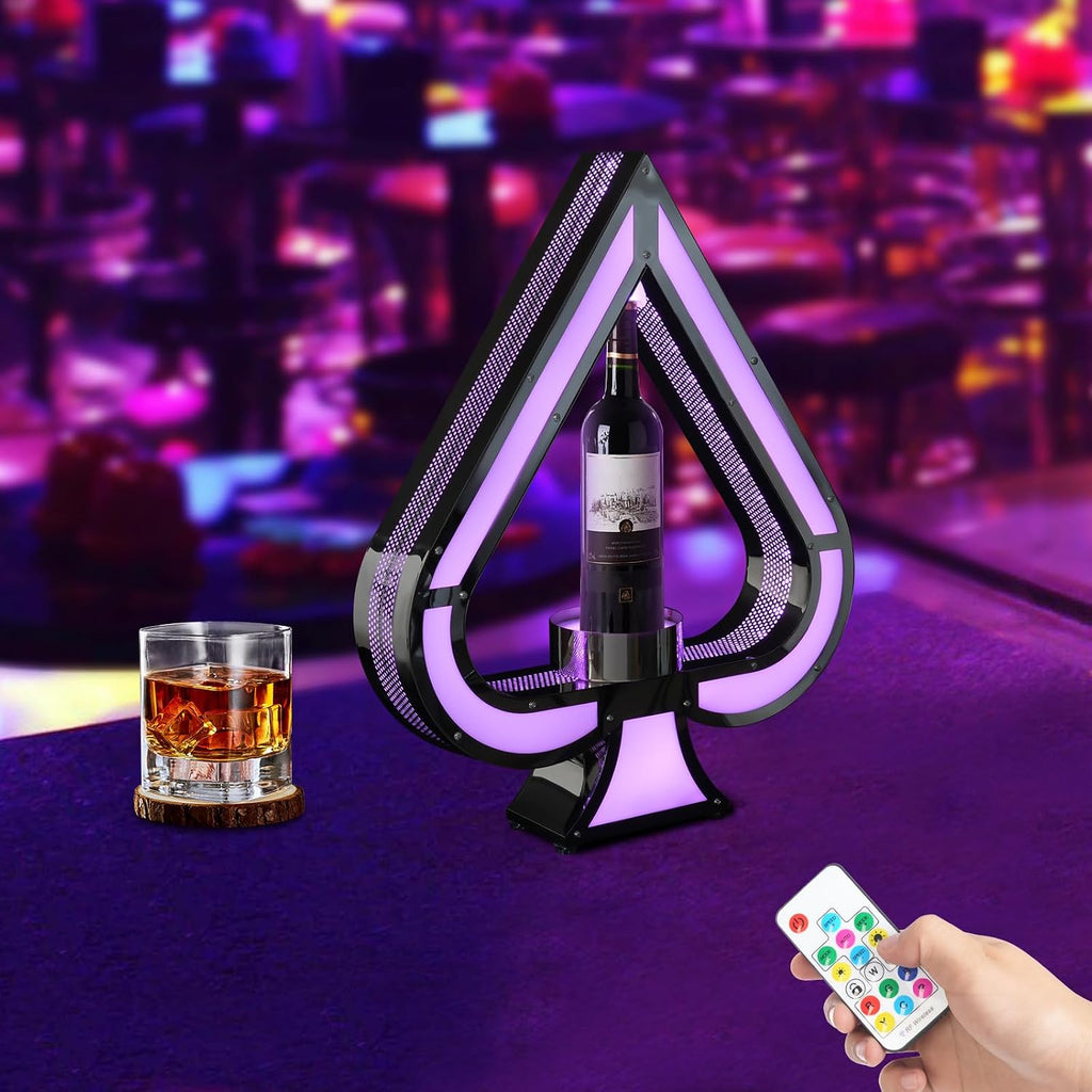 DouSeiAi LED Lighted Liquor Bottle Display Shelf,Ace of Spades Champagne Bottle Presenter, Champagne Bottles Display Stands for Bar/Hotel/Nightclub/Private Bottle Presenter Party
