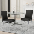 Modern Dining Chair Set of 2, Comfortable Dining Chair with Thick Cushions | Upholstered Leather Kitchen Side Chair with Metal Feet for Home, Kitchen, Living Room, Dining Room and Cafeteria, Black
