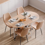 Mondeer Mobile Folding Dining Table, Drop Leaf Table with 2 Open Storage Shelves, Round Edged Design, Small Spaces Dining Room Kitchen (Oak and White) (55 inch)