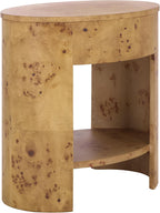 SAFAVIEH Home Collection - Philippe Natural Brown Oval Top Accent Table, 1 Drawer 1 Shelf Side Table, Burl Wood Look, Fully Assembled (ACC6612A)