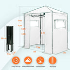 EAGLE PEAK Instant Pop-up Greenhouse, Indoor Outdoor Plant Gardening Green House, Roll-Up Zipper Doors and Side Windows, Walk in 6x4 ft, PE Cover, White/Clear