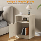 RoyalCraft End Table Set of 2, Nightstand with Storage Shelf and Door, Faux Two-Drawer Design Side Table, Wood Beside Table for Small Spaces, Modern NightStand for Living Room Bedroom Dorm, Beige