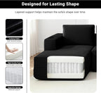 ivoros 125" Cloud Couch Sectional, Modular Sofa with Cup Holder and Storage Pocket, Corduroy U Shaped Sofas, Couch in a Box, No Assembly Required, Black Couches for Living Room