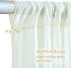 10ft x 10ft Ivory Backdrop Curtain with Lights for Baby Shower, Sheer Backdrop Curtains with Lights for Wedding, Chiffon Light Curtain Backdrops for Birthday Parties Photo Shoot (5x10ft,2 Panels)