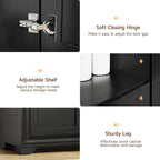 ONBRILL 60" Buffet Cabinet with Storage, 4 Doors Sideboard Buffet Cabinet with Adjustable Shelves, Modern Coffee Bar Console Table for Living Room, Kitchen, Entryway, Black