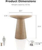 Furniture of America Crambel Modern Solid Rubberwood 20-inch Round End Table with Cone-Shaped Pedestal Base, Living Room Furniture for Small Space, Home Office, Oak Finish