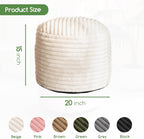 HIGOGOGO Round Stuffed Pouf Ottoman, Stripe Faux Fur Poufs with Foam Chunk Filling, Furry and Fluffy Pouf Foot Stool Storage Ottoman, 20 X 15 Floor Poufs Foot Rest for Living Room, Beige