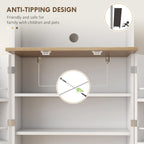 66.5" Pantry Cabinet with Microwave Stand,Freestanding Kitchen Storage Cabinet with Hutch,8 Door Shelves,Adjustable Shelves,for Dining Room,White