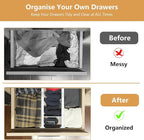 KABUM Upgrade Adjustable Drawer Divider Organizer Clothes Dresser Organizer,Expandable Organization for Home, Office,2.8" High Expandable from 11.7" to 18.5",4 Dividers with 6 Long and 2 Short Inserts