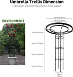 Garden Trellis for Climbing Plants Outdoor, 4.6FT Tall Metal Obelisk Trellis, 55.1" Umbrella Trellis for Potted Plants, Mushroom Top Trellises for Vines, Rose, Clematis, Pea, Bean, Tomato
