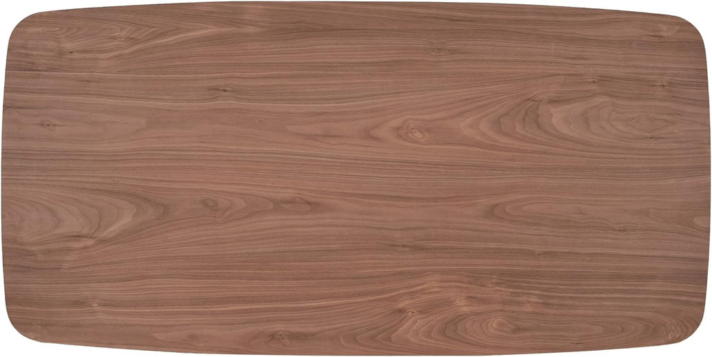 Penau Walnut Finish Rectangular Dining Table, Curved Wooden Base, Engineered Wood Construction with Walnut Veneer, Sturdy MDF Core, Modern Contemporary Design, 71 x 35 x 30 Inchs