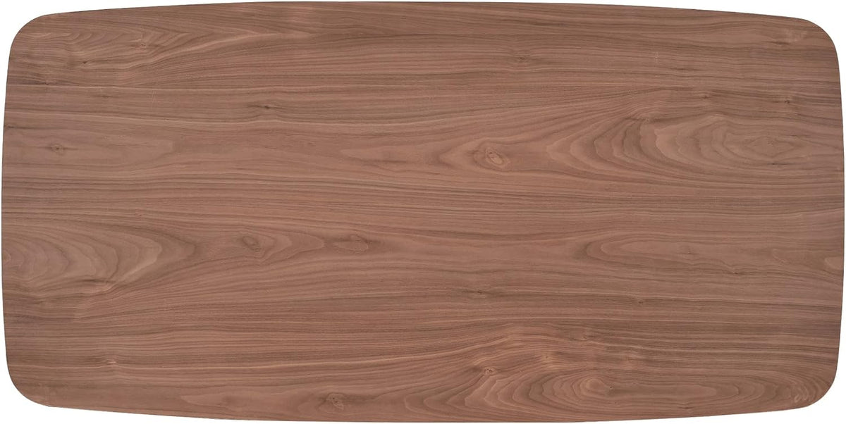 Penau Walnut Finish Rectangular Dining Table, Curved Wooden Base, Engineered Wood Construction with Walnut Veneer, Sturdy MDF Core, Modern Contemporary Design, 71 x 35 x 30 Inchs